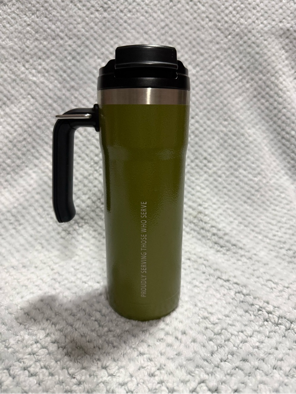 Stanley proud to serve Starbucks Olive Green Travel Tumbler 20oz with Handle - Picture 2 of 7